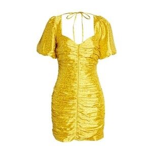 Adelyn Rae Nissa Ruched Mini Dress in Honeycomb Yellow Size M